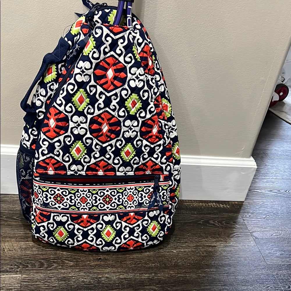 Vera Bradley Red and Blue Backpack with Vibrant Pattern